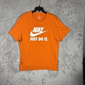 Nike Tee Men's Sz 2XL Just Do It Spell Out Orange Athletic Cut Dri Fit